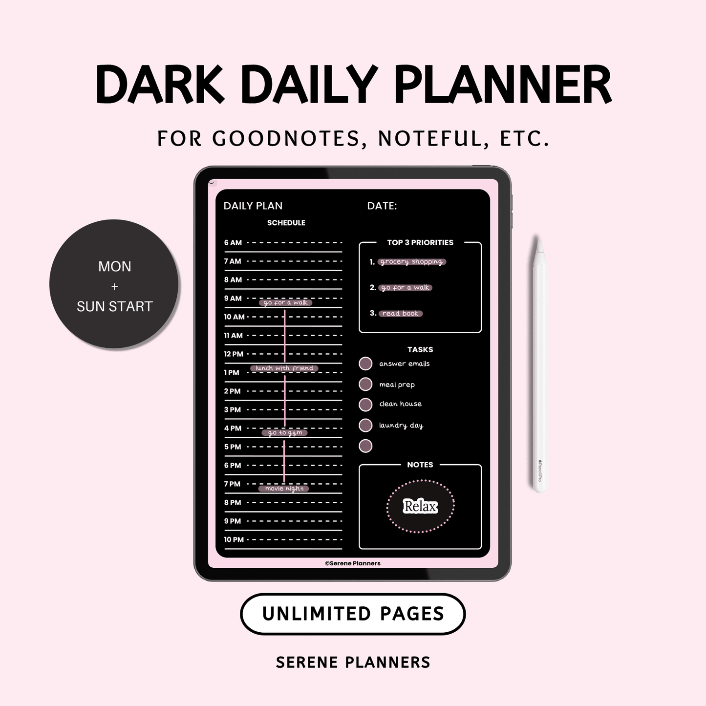 Dark Daily Planner