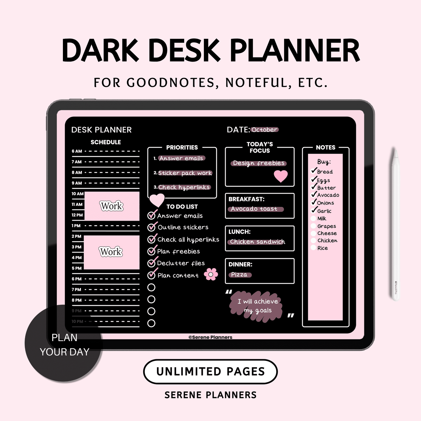 Dark Desk Planner