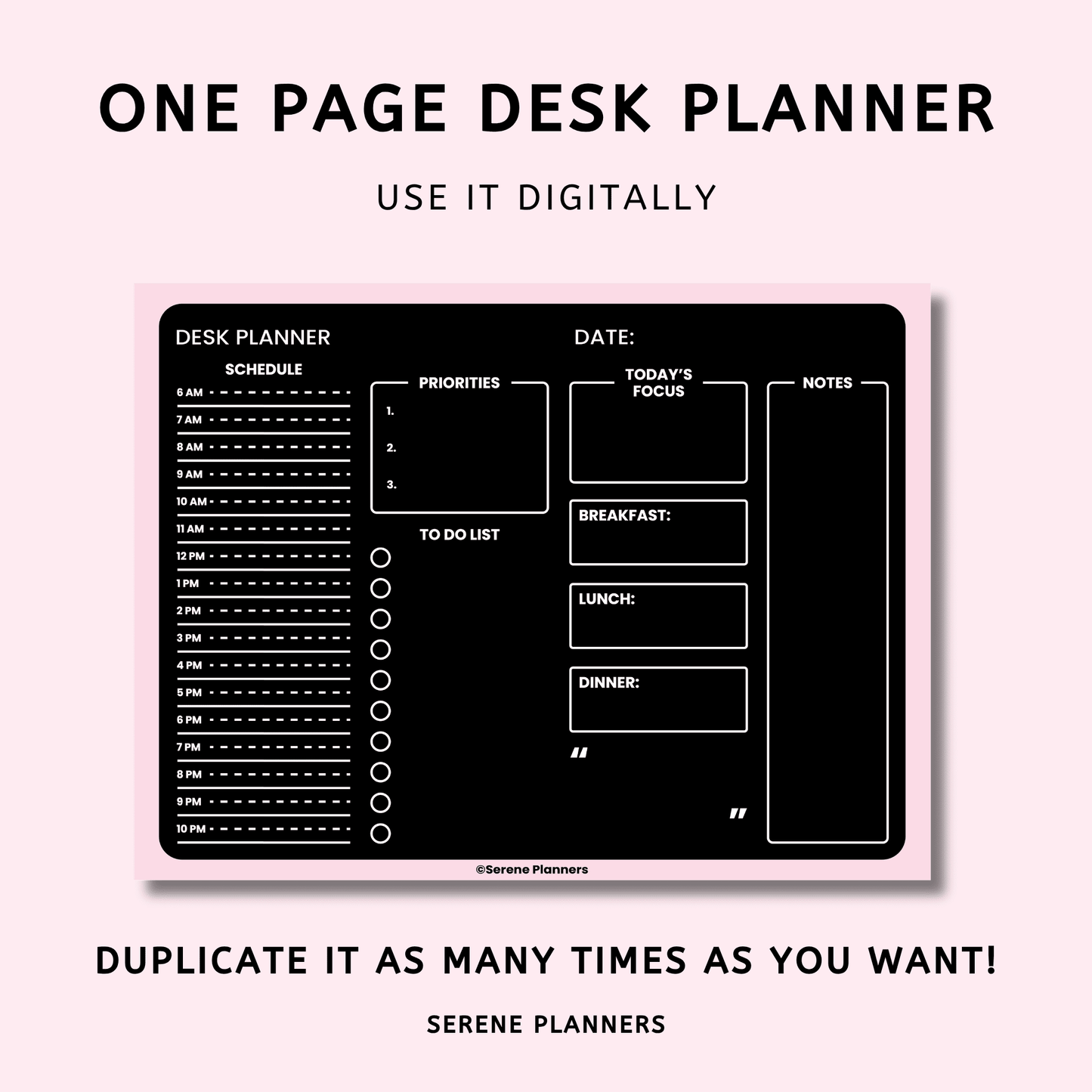 Dark Desk Planner