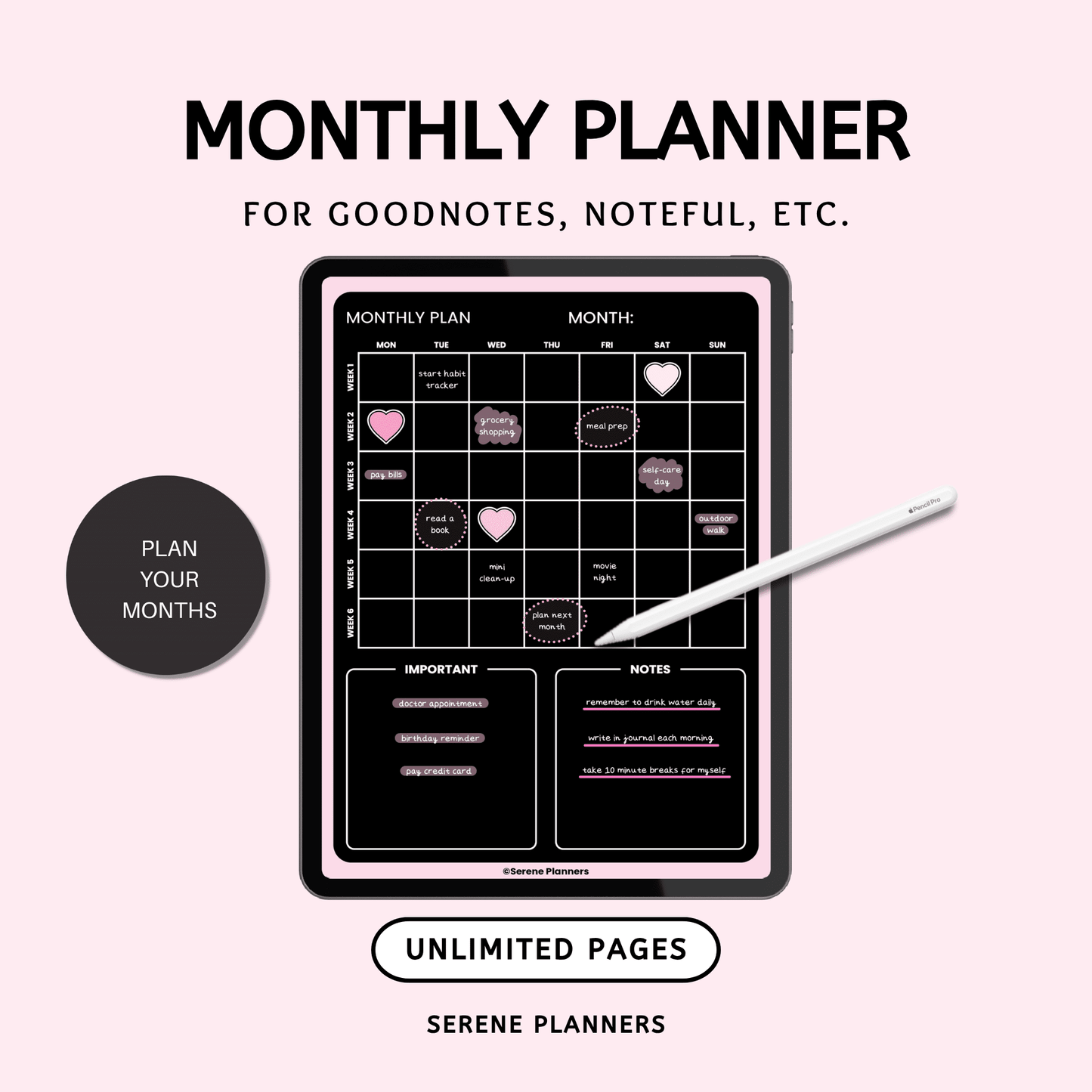 Dark Monthly Planner