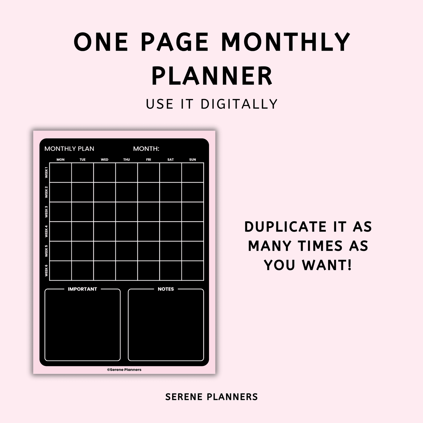 Dark Monthly Planner