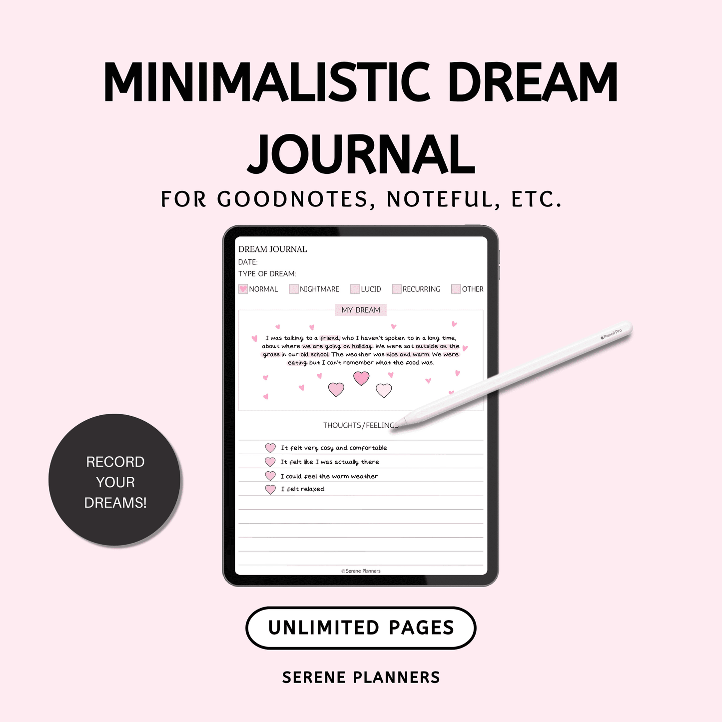Minimalistic Dream Journal