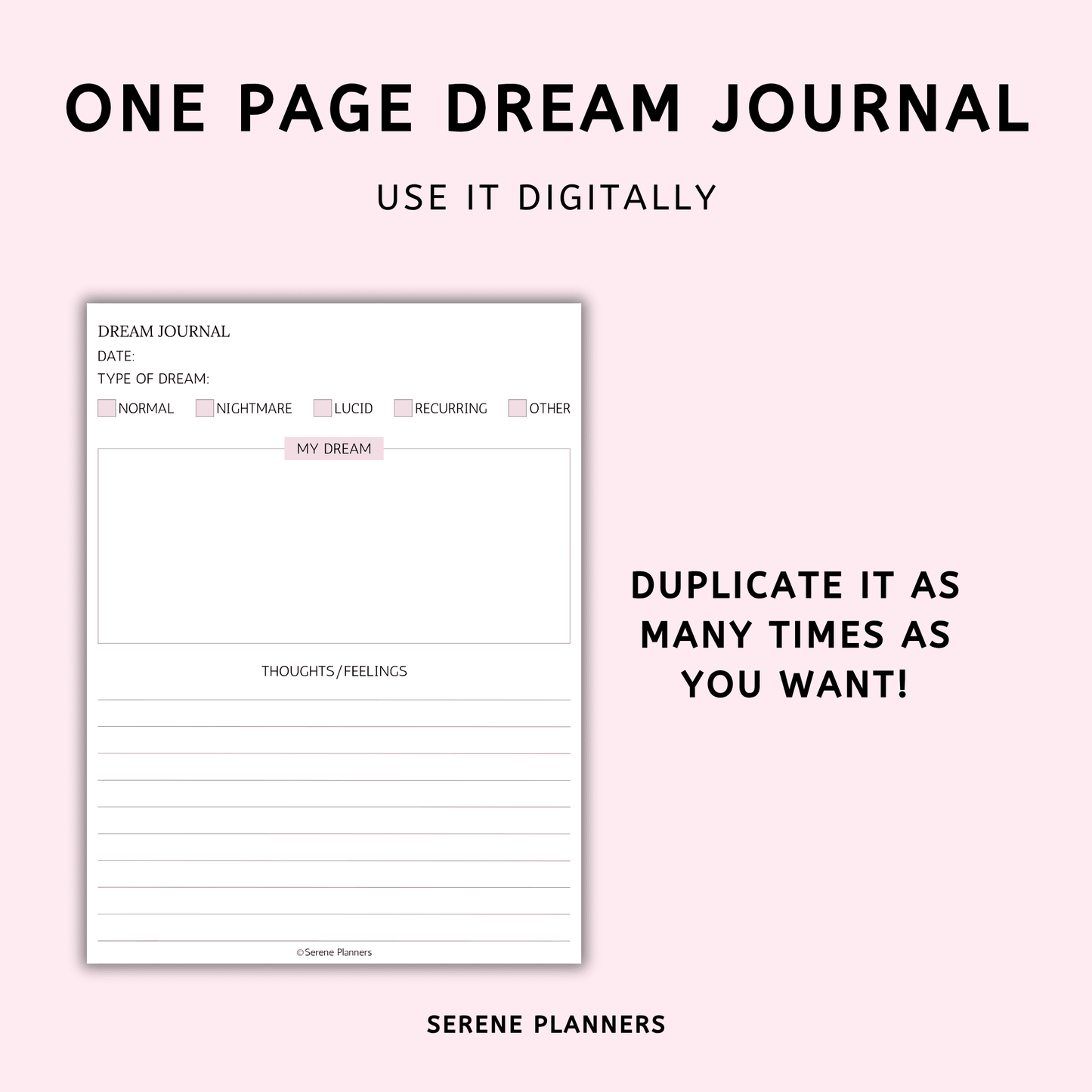 Minimalistic Dream Journal