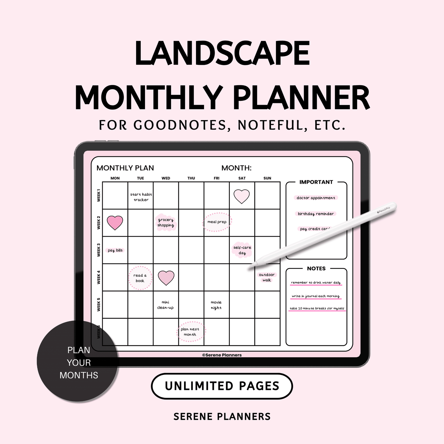 Landscape Monthly Planner