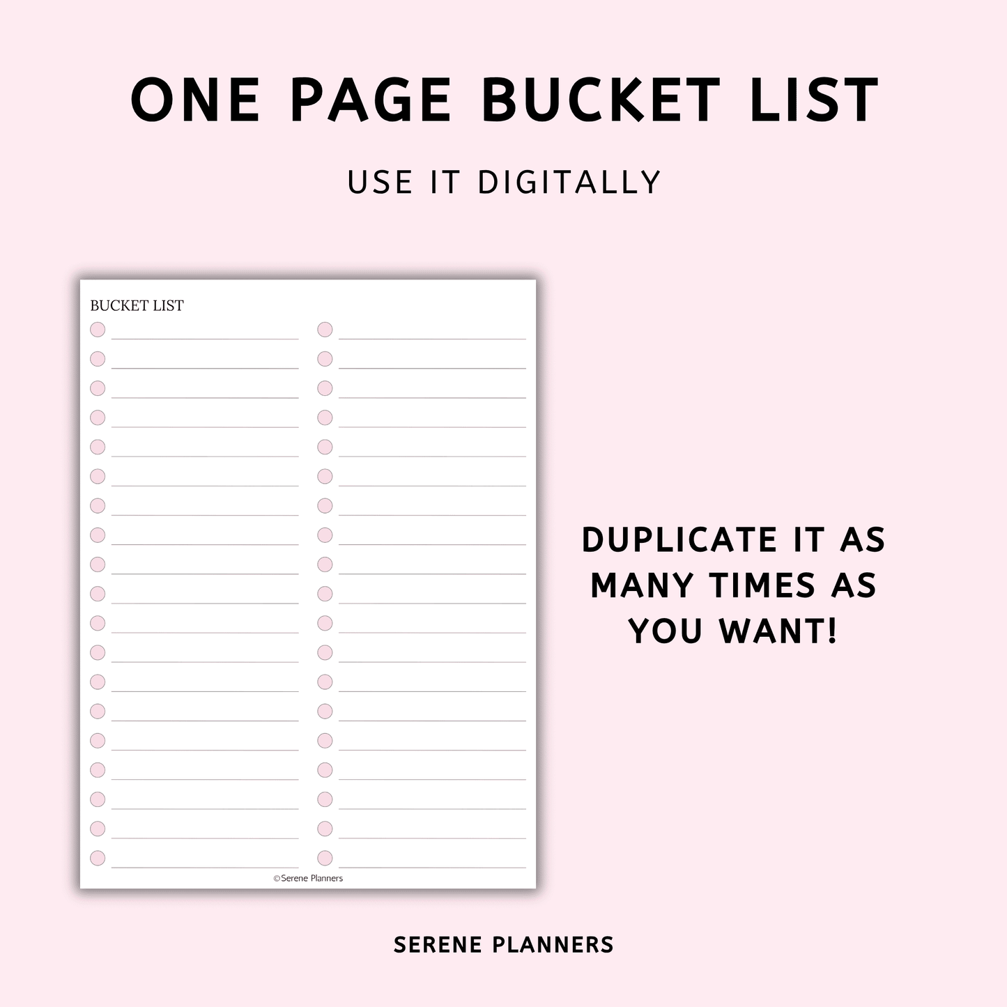 Minimalistic Bucket List