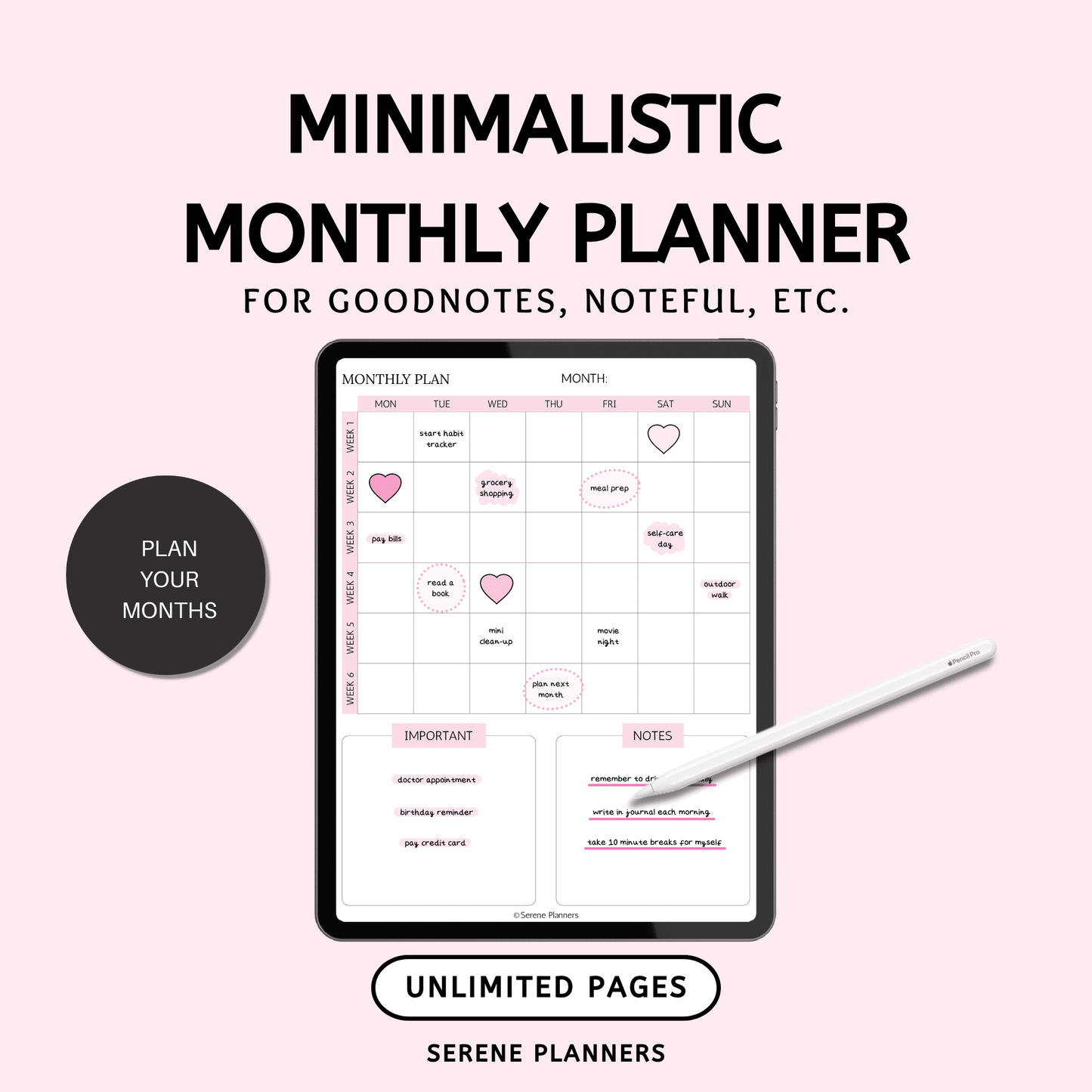 Minimalistic Monthly Planner