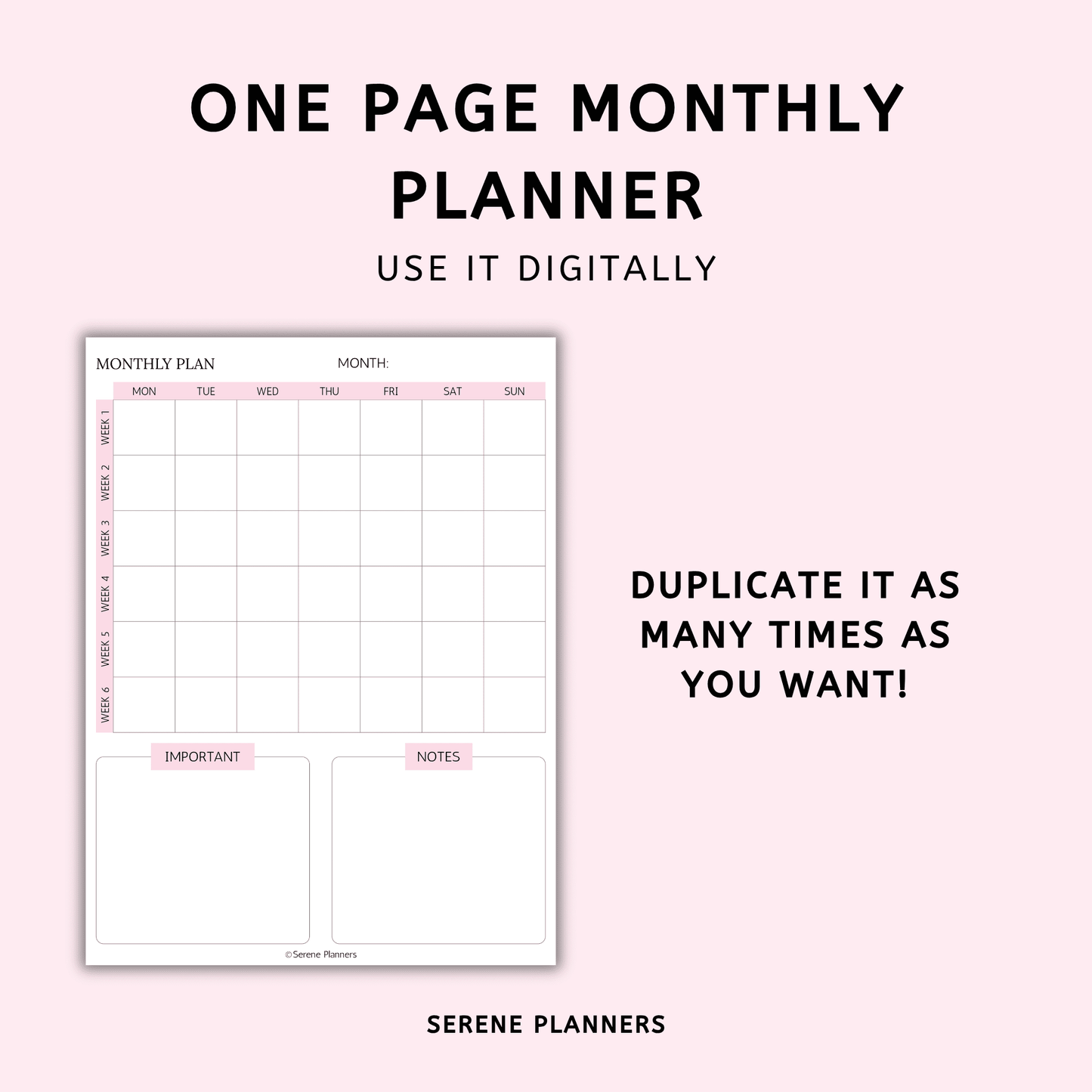 Minimalistic Monthly Planner