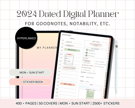 2024 Yearly Planner - Pastel Pink