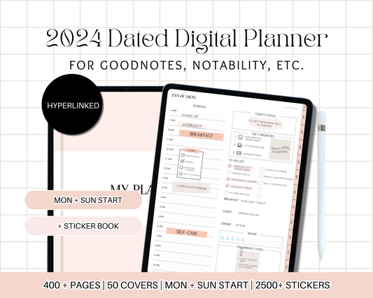 2024 Yearly Planner - Pink