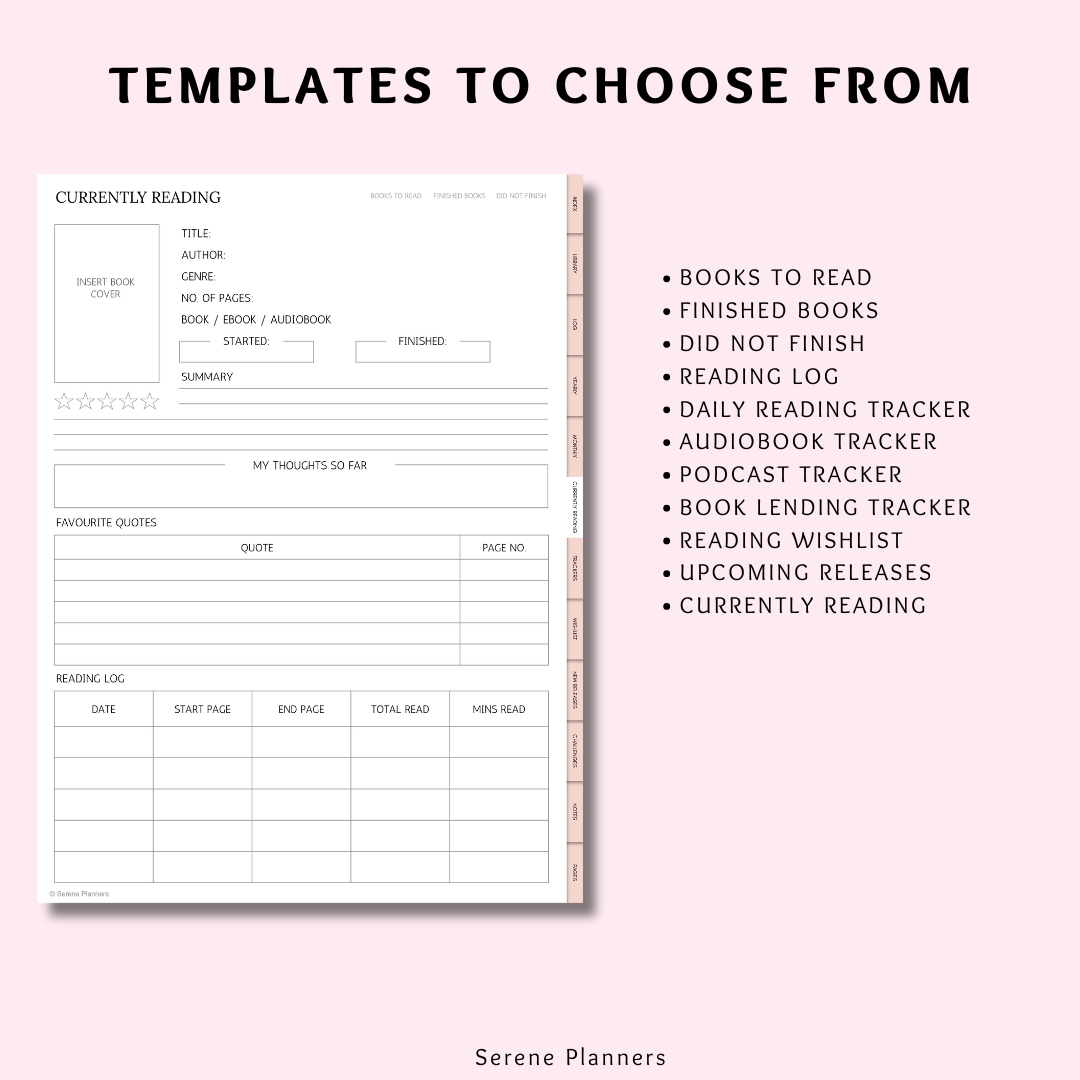 Pink Reading Journal