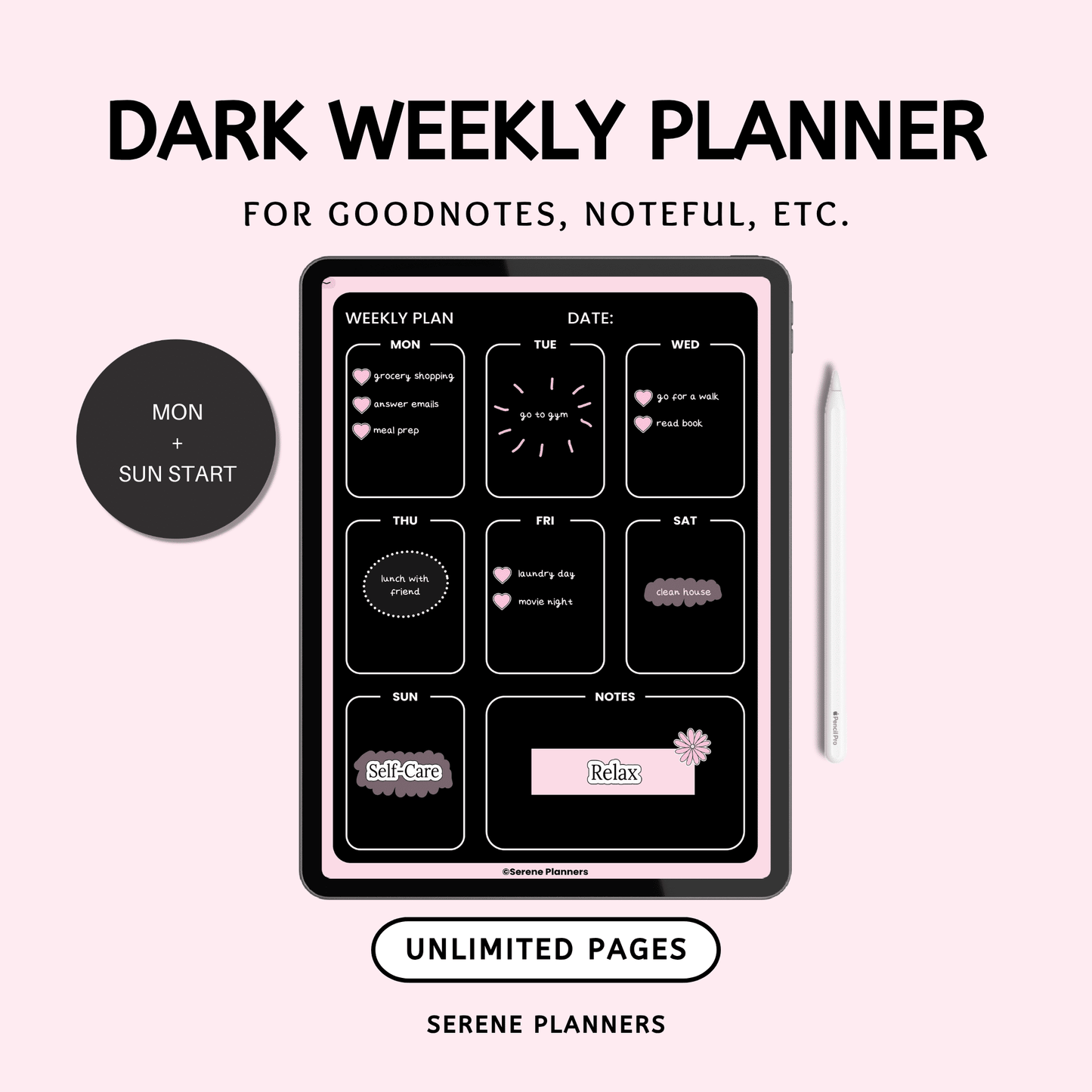 Dark Weekly Planner